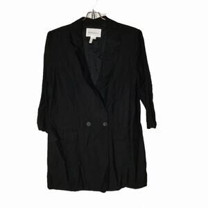 BCBGeneration 2 Button Lightweight Summer Blazer Long 3/4 Sleeve V-Neck Black 12